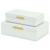 HomeRoots Set of Two White And Gold Faux Shagreen Nesting Storage Boxes With Lids - 4 of 4