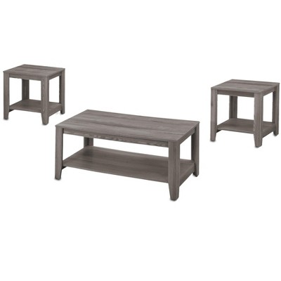 HomeRoots Set of Three 42" Gray Coffee Table With Shelf