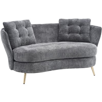 NicBex 64.2 Inch Polyester Loveseat Sofa,2-Seat Upholstered Sofa with Metal Legs  for Living Room,Small Space,Office,Apartment