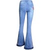 Anna-Kaci Women's Floral Daisy Embroidered Mid Rise Bell Bottom Jeans - 3 of 4