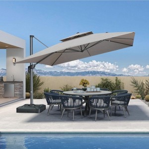 PURPLE LEAF Outdoor Cantilever Umbrellas with Base Large Patio Umbrella Offset Umbrella 360 Degree Rotation - 1 of 4