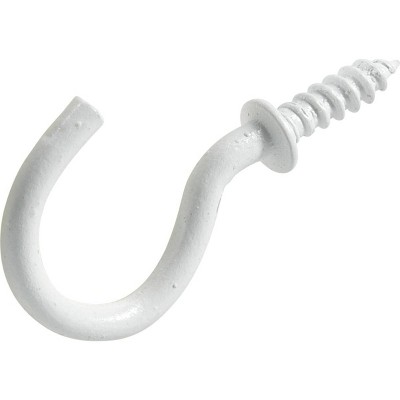 Hillman 7/8" Cup Hook White: Steel Screw Hooks for Ceiling, 40 Pack