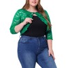 Agnes Orinda Women's Plus Size Shrug 3/4 Sleeves Lace Tie Neck Crop Bolero Cardigan - 2 of 4