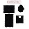 Bell Flower Collection Bath Rugs, Extra Soft and Absorbent, Non-Slip Bath Mats, Machine Washable Bathroom Mats, 4 Pcs Set with Toilet Lid Cover, Black - 3 of 4
