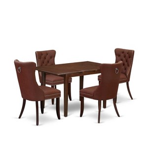 5-Piece Mahogany Finish Solid Wood Top - Rectangular Upholstered Dining Room Set  - Seats 4 - 1 of 4
