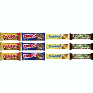 Mars 12/24 Pack Twix, Crunch, Milky Way &Butter Finger Full Size Individually Wrapped Candy Bars Bulk Assortment - 1 of 3