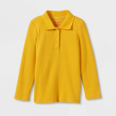 Toddler Girls' Long Sleeve Interlock Uniform Polo Shirt - Cat & Jack™ Gold