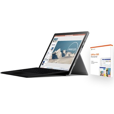Microsoft Surface Pro 7 3-Piece Bundle 12.3" Core i5 8GB 128GB SSD Platinum w/ Black Type Cover + Office 365 Personal 1 Year