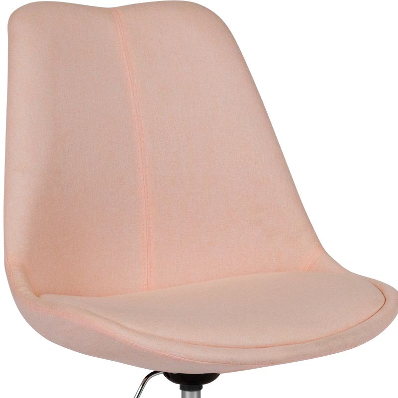 Flash Furniture Aurora Series Mid-Back Pink Fabric Task Office Chair with Pneumatic Lift and Chrome Base, 5 of 11