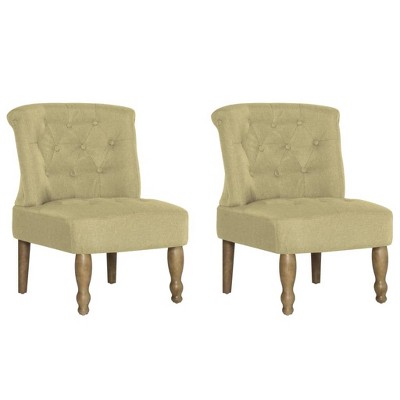 vidaXL French Chairs - 2 pcs in Elegant Green Fabric, Classic Design for Modern and Traditional Homes with Durable Solid Wood Legs