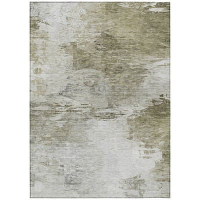 Taupe Beige And Brown Abstract Washable Indoor Outdoor Area Rug