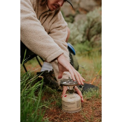 Compact Beige Stainless Steel Single Burner Camping Stove