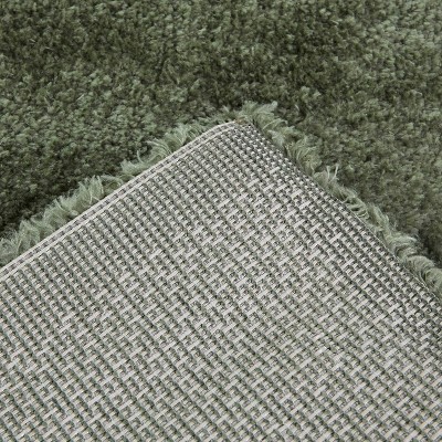 Green and White Geometric Synthetic Rectangular Area Rug