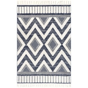 Nuloom Corrie Geometric 4x6 Indoor Area Rug for Living Room Bedroom Dining Room Kitchen, Blue/Ivory - 1 of 4