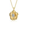 Rhodium and 14k gold plated floral pendant necklace with sparkling cubic zirconia for a touch of elegance - 3 of 3