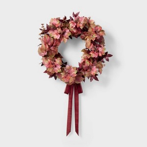 Red Mixed Leaf Fall Wreath - Threshold™ designed with Studio McGee - 1 of 4