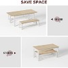 63'' Extendable 3-Piece Dining Table Set with 2 Benches for 4-6 People Mid-Century Breakfast Dinette Dining Room Table Set for 6 - 2 of 4