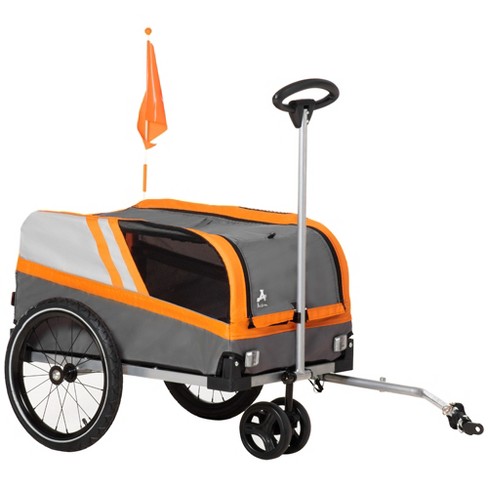 Costway Dog Bike Trailer Foldable Pet Cart with 3 Entrances for Travel