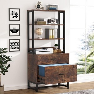Tribesigns 2 Drawers Vertical File Cabinet, Filing Cabinet Printer Stand with Open Storage Shelves - 1 of 4