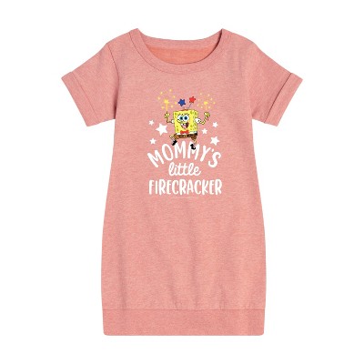 - SpongeBob SquarePants - Mommy's Little Firecracker Graphic Short Sleeve Fleece Dress