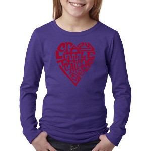 LA Pop Art Girl's Word Art Long Sleeve - Crazy Little Thing Called Love - 1 of 4