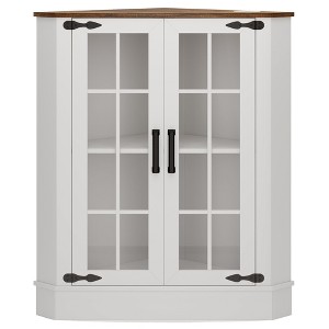 Fredees Farmhouse Corner Cabinet with LED Light, Small Bathroom Cabinet for Laundry, Living Room, Bedroom, or Kitchen - 1 of 4