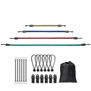 VEVOR 32 Piece Flat Bungee Cord Set, 17 mm Heavy Duty Bungee Straps with A3 Steel J-Hooks, Includes 10", 18", 24", 32", 40", Bungee Rope, Multicolored - 1 of 4