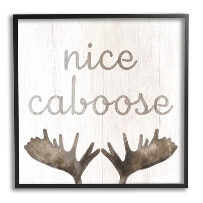 Stupell Industries Nice Caboose Bathroom Moose Antlers Framed Giclee