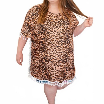 Women's Leopard Fringe Caftan Top - Shirley Stone