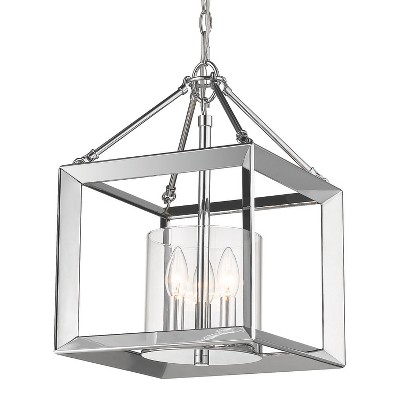 Golden Lighting Smyth 3-Light Pendant in Chrome with Clear Glass