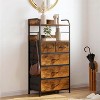 Acekool Vertical Dresser with 5 Fabric Drawers & Open Shelves, Tall Storage Organizer with Hooks - 2 of 4