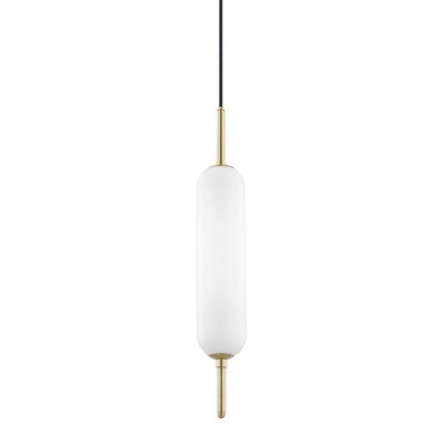 Mitzi Miley 1 - Light Pendant in  Aged Brass Opal Shiny Shade