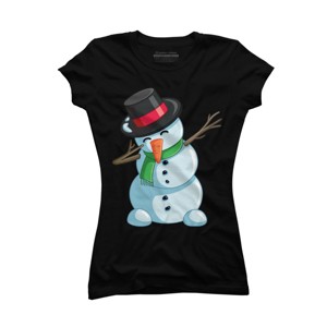 Junior's Design By Humans Christmas Dabbing Snowman By GiftsIdeas T-Shirt - 1 of 3