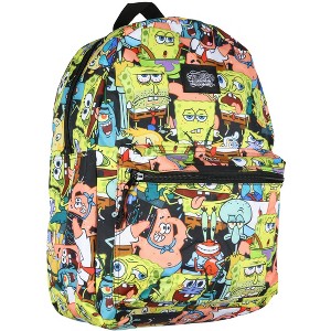 SpongeBob SquarePants Expressions AOP 16" Backpack Laptop Travel Book Bag Multicolored - 1 of 4