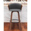 HomeRoots 30" Gray And Wood Brown Faux Leather Swivel Bar Height Bar Chair - 2 of 4