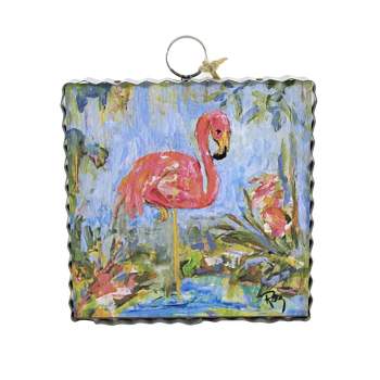 Round Top Collection Flamingo Standing Mini Gallery  -  One Wall Print 7.0 Inches -  Print Birds Water  -  S22091  -  Wood  -  Pink