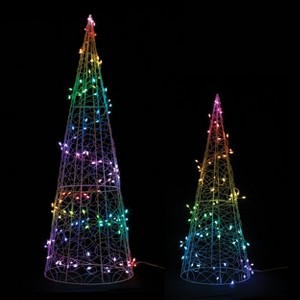 Holiday Multicolor LED Cone Trees – Set of 2 by Melrose - 1 of 4