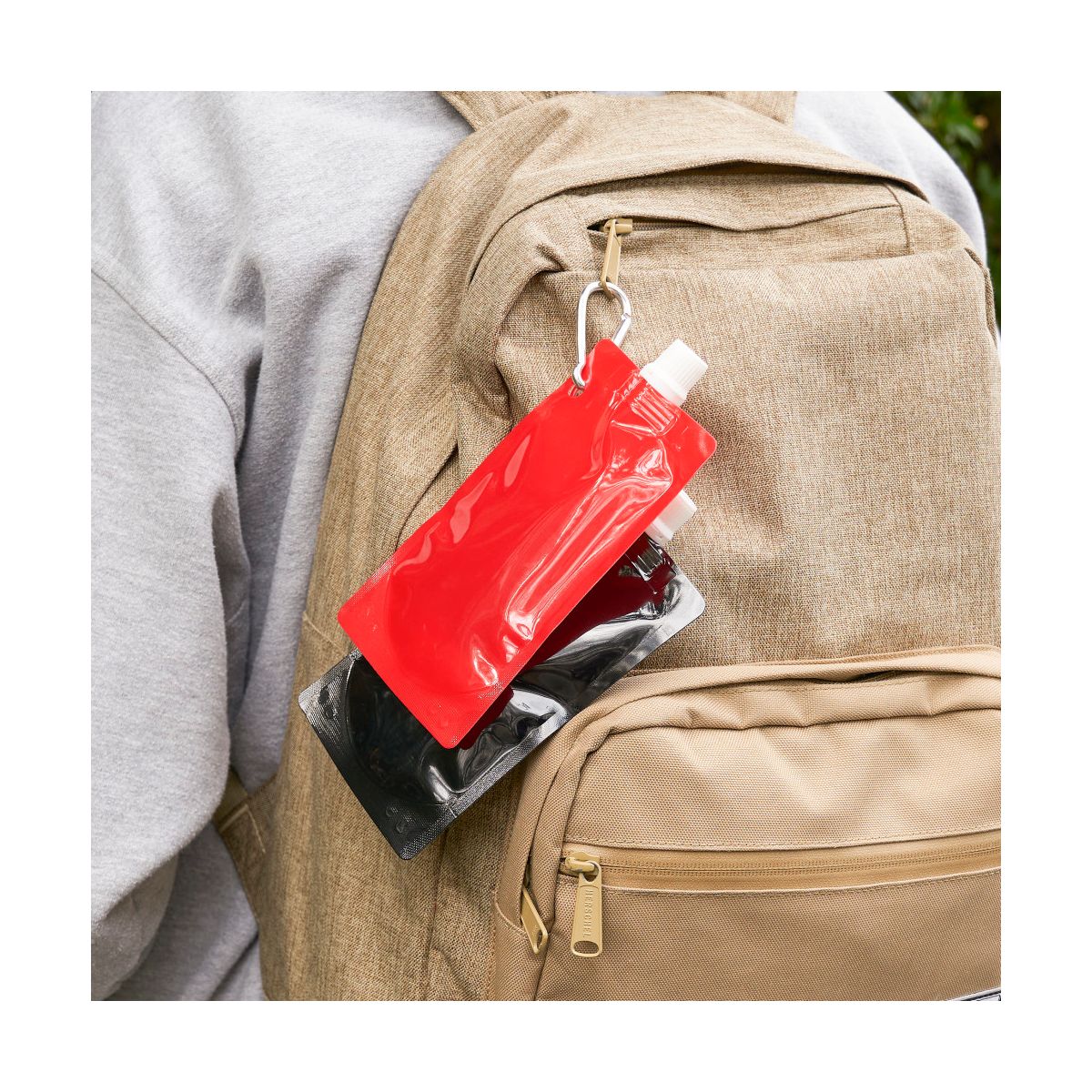 True Smuggle Collapsible Plastic Flasks, Set of 2 Reusable Drink Pouches with Funnel and Carabiner for Wine, Liquor, Travel, Camping Gifts for Men - thumbnail 4