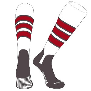 PEAR SOX OTC Baseball Softball Stirrup Socks (C, 5in) White, Graphite, Red, Graphite - 1 of 3