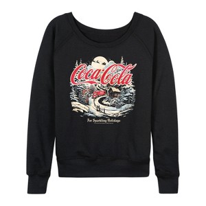 Women's - Coca-Cola - Deliver Holiday Cheer Lightweight French Terry Wide Neck Long Sleeve Graphic Shirt - 1 of 4