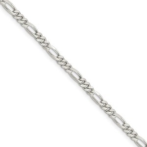 Black Bow Jewelry 3.5mm Sterling Silver, Solid Figaro Chain Necklace - 1 of 4