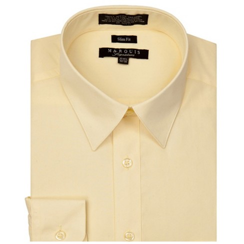 Marquis Men's Banana Yellow Long Sleeve With Slim Fit Dress Shirt 15.5 / 32-33 Target