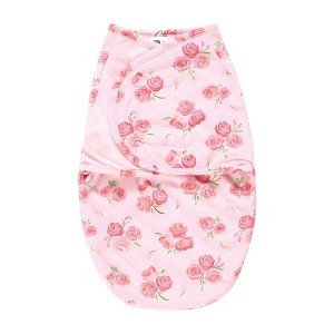 Hudson Baby Infant Girl Plush Faux Fur Swaddle Wrap, Blush Rose, 0-3 Months - 1 of 2