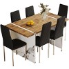 Infurnic Dining Sets Wood Veneer Dining Set with 6 Chairs Marble Style Legs Modern Minimalist Kitchen Table Collection, Black, 55"*31.5"*29.5" - 2 of 4