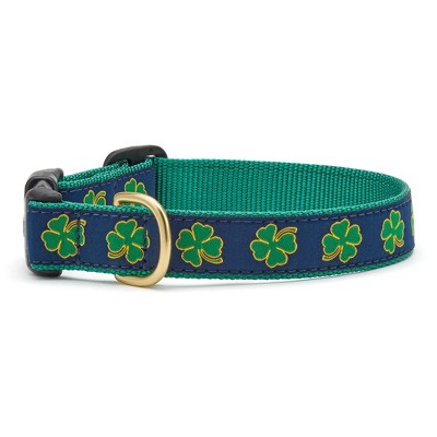 Up Country Navy Shamrock Pattern Dog Collar - Large (15 to 21 inches) 1 inch Wide Width