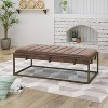 TiramisuBest Storage Ottoman Bench, Brown PU Entryway Bench, 51.25"L x 17.5"W x 16.25"H - 3 of 4