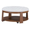 VYNXARIA Elegant 2-Tier Round Ottoman Coffee Table with Storage and Wheels - 3 of 4