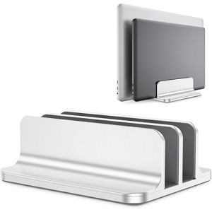 Attop Vertical Laptop Stand, Double Desktop Stand Holder with Adjustable Dock Silver - 1 of 4