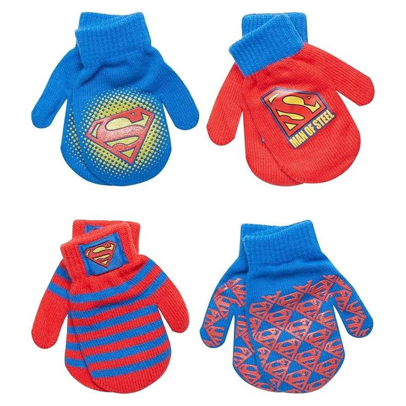 Superman Boys 4 Pack Mittens Set for Winter,  Toddler Boys Ages 2-4, 1 of 2