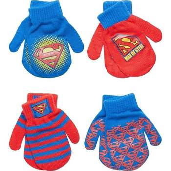 Superman Boys 4 Pack Mittens Set for Winter,  Toddler Boys Ages 2-4